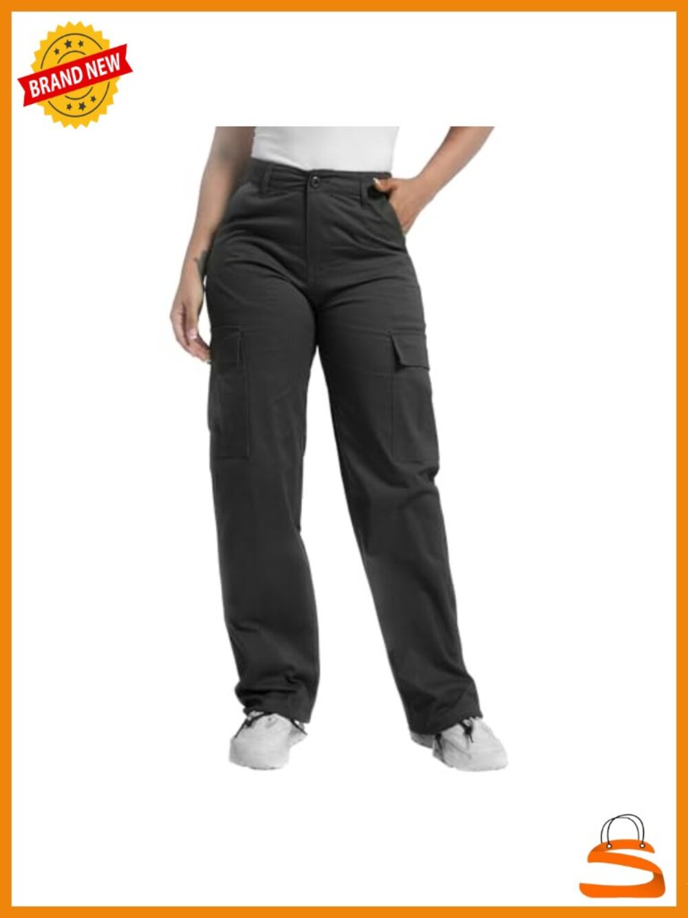 Baggy Cargo Pants Relaxed Fit Cotton Hiking Pants with 6 Pockets